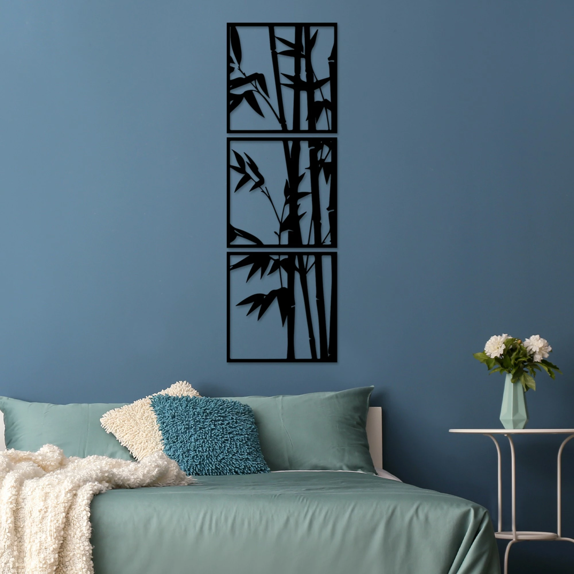 Aksesor dekorativ metalik për mur, Wallity, Rami-1, set prej 3 pjesësh