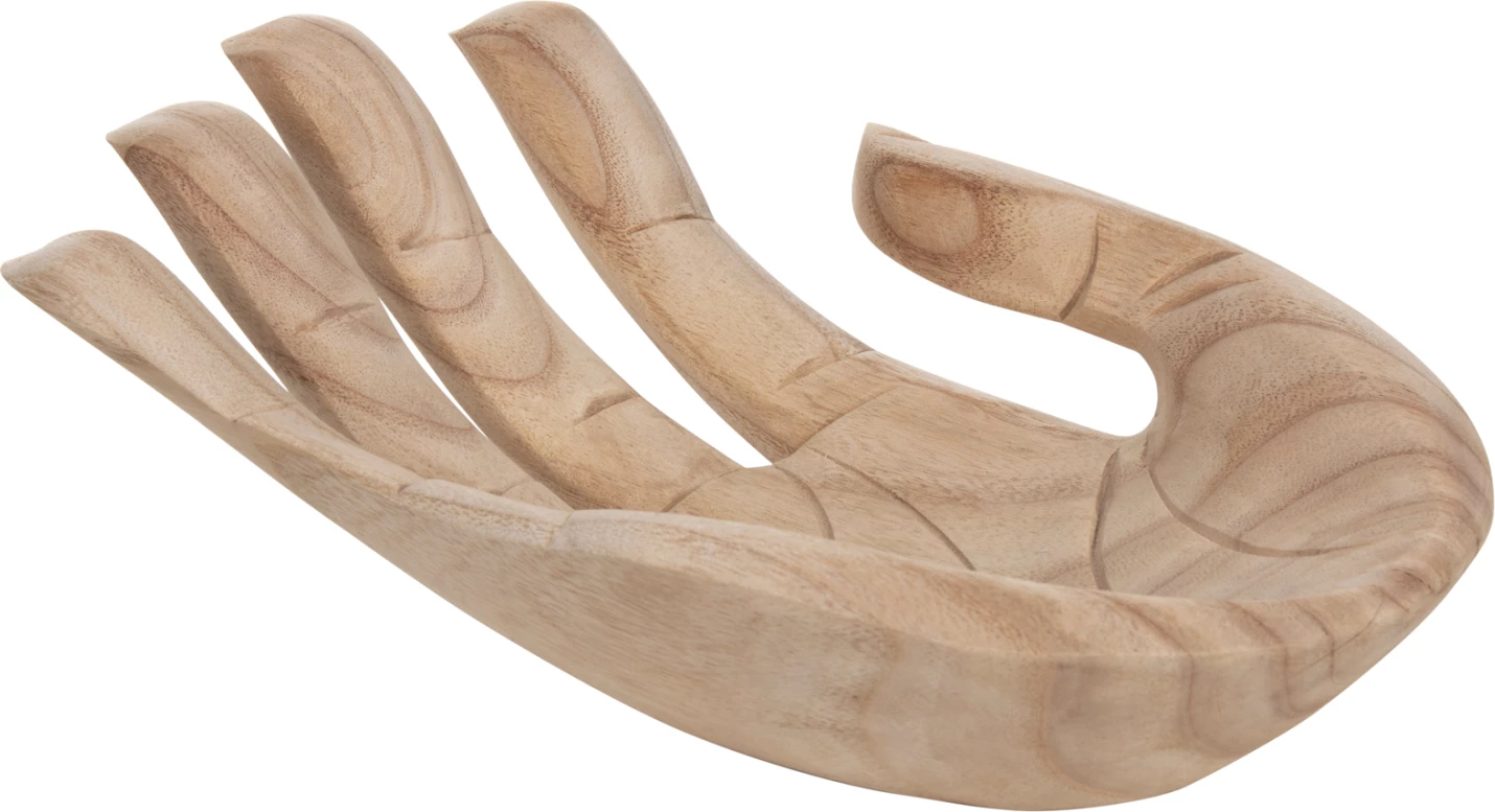 Dekor tavoline dorë e djathtë FH4278R dru i ngurtë albasia ngjyrë natyrale 30x20x10H cm