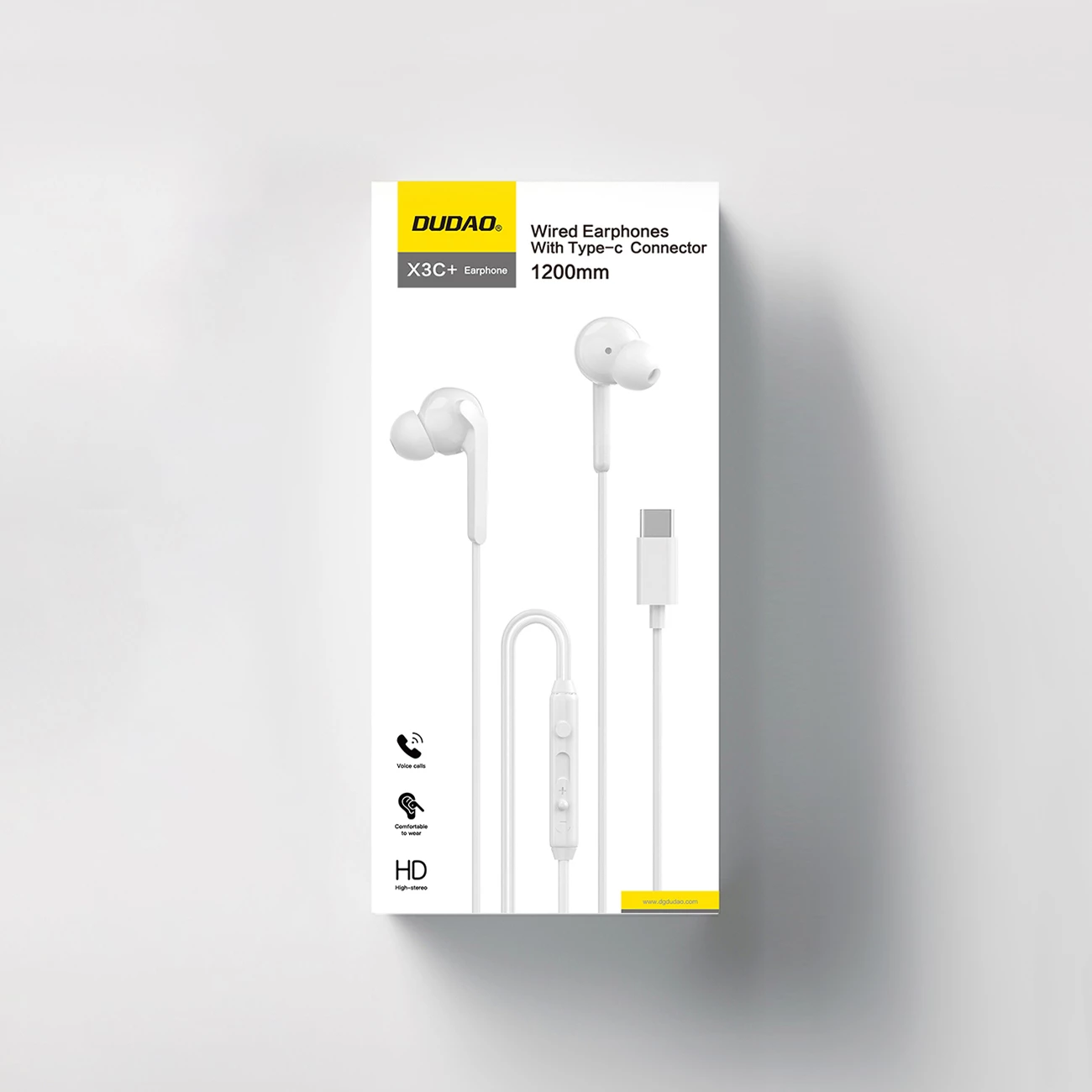 Kufje në vesh me kabllo USB-C, Dudao, X3C+, 1.2 m, kontroll në kabllo, të bardha