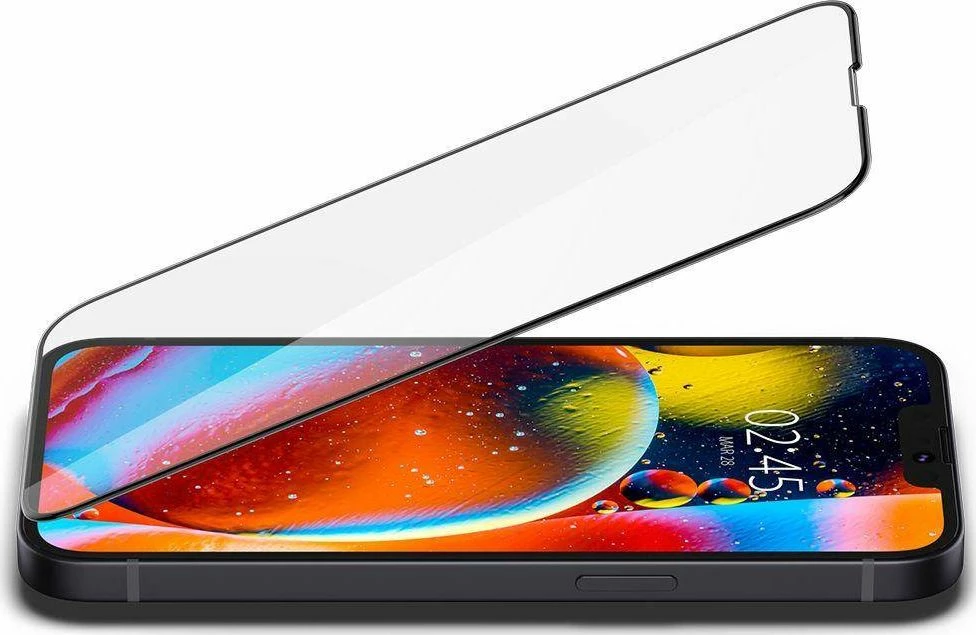 Xham i temperum Spigen Glass FC për iPhone 13/13 Pro, 1 copë, i zi