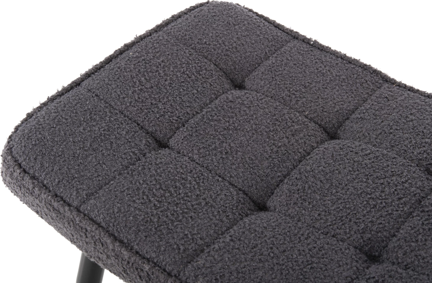 Fotelje CRAWLEY me tabure FH8918.21, pëlhurë boucle gri, këmbë metali të zeza, 70x74x105Hcm