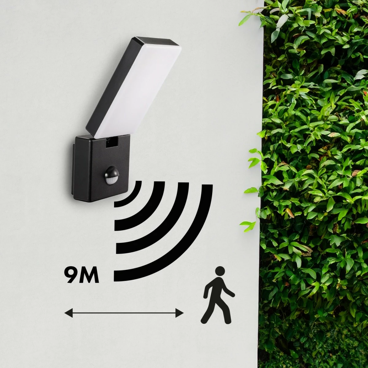 Lampë LED me sensor lëvizjeje, Maclean MCE516 B, 10W 800lm 4000K, IP65, e zezë