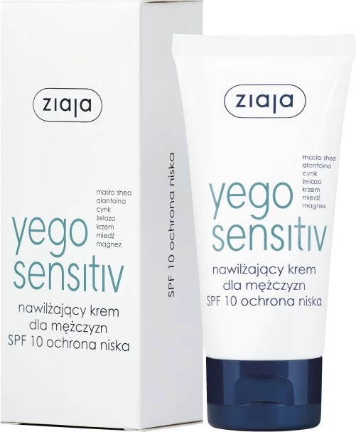 Krem hidratues për fytyrë Ziaja Yego Sensitive për meshkuj SPF10, 50ml