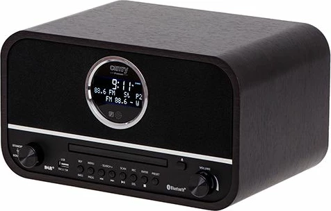 Radio retro CAMRY CR1182, DAB+/FM, CD, Bluetooth 5.0, USB/AUX, 2x15W, përfundim druri, e zezë