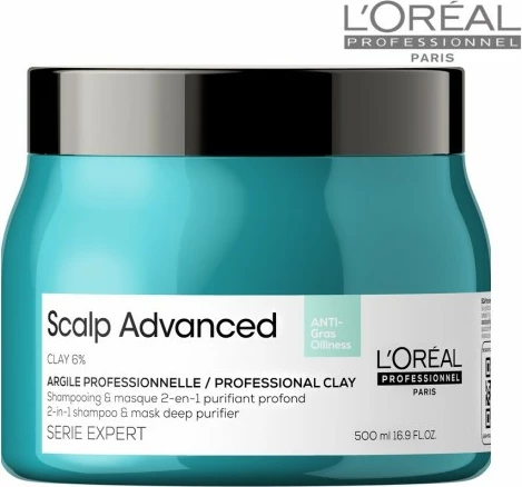 Maskë me argjilë 2 në 1 L’Oréal Professionnel Scalp Advanced Cleansing, 500 ml
