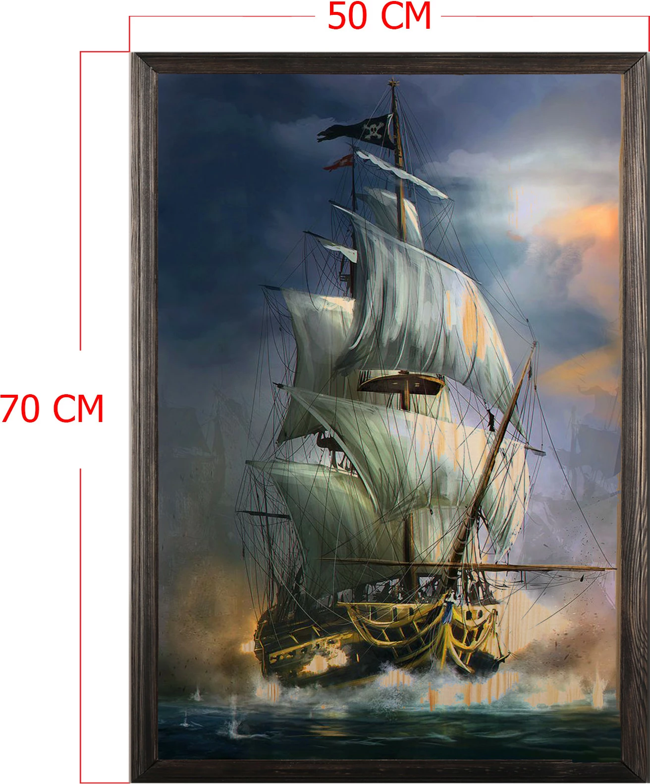 Pikturë dekorative me kornizë druri, anije me vela, Wallity, XL