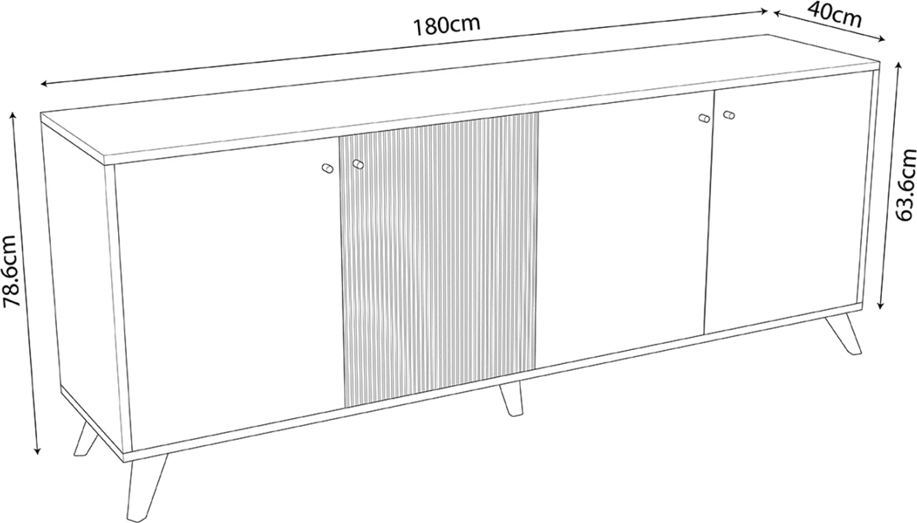 Bufe KRUDEN, melaminë, ngjyrë e zezë-natyrale, FH9446.11, 180x40x78.6 cm