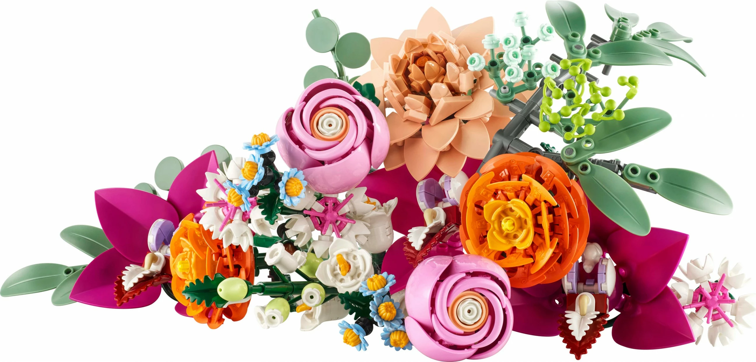 Set ndërtimi LEGO Botanicals Schöner Rosafarbener Blumenstrauß 10342, shumëngjyrësh