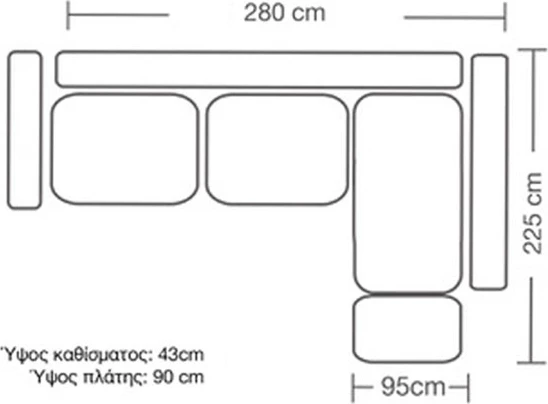 Kënd divan Boston këndi majtë, pëlhurë, ngjyrë gri e errët-gjelbër e errët, 280x225x90cm
