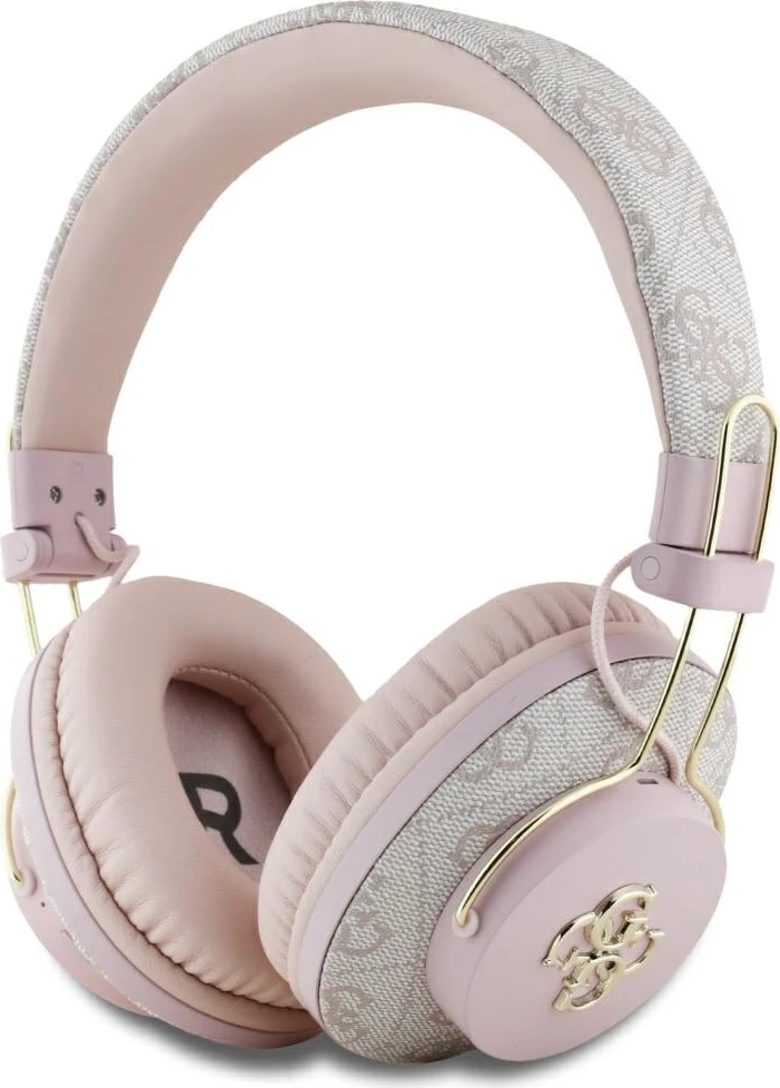 Kufje Guess Metal 4G Logo on-ear, Bluetooth 5.3, rozë, me çantë mbrojtëse