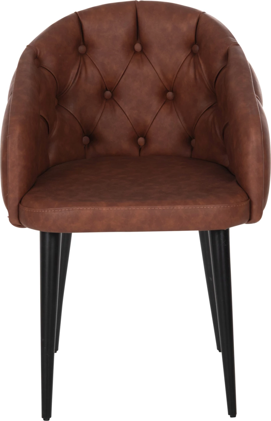 Fotel Loretta, lëkurë PU ngjyrë kafe e çelët, këmbë druri të zeza, FH9271.53, 53x60x82H cm