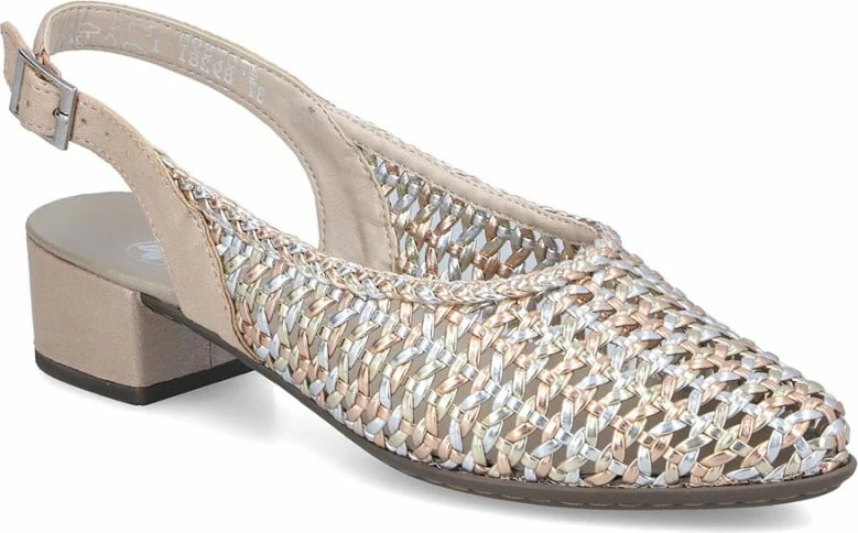 Sandale femra Rieker 47078-90, bezh metalike