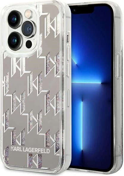 Mbështjellës Karl Lagerfeld KLHCP14XLMNMS për iPhone 14 Pro Max 6.7", hardcase, Liquid Glitter Monogram, argjendtë