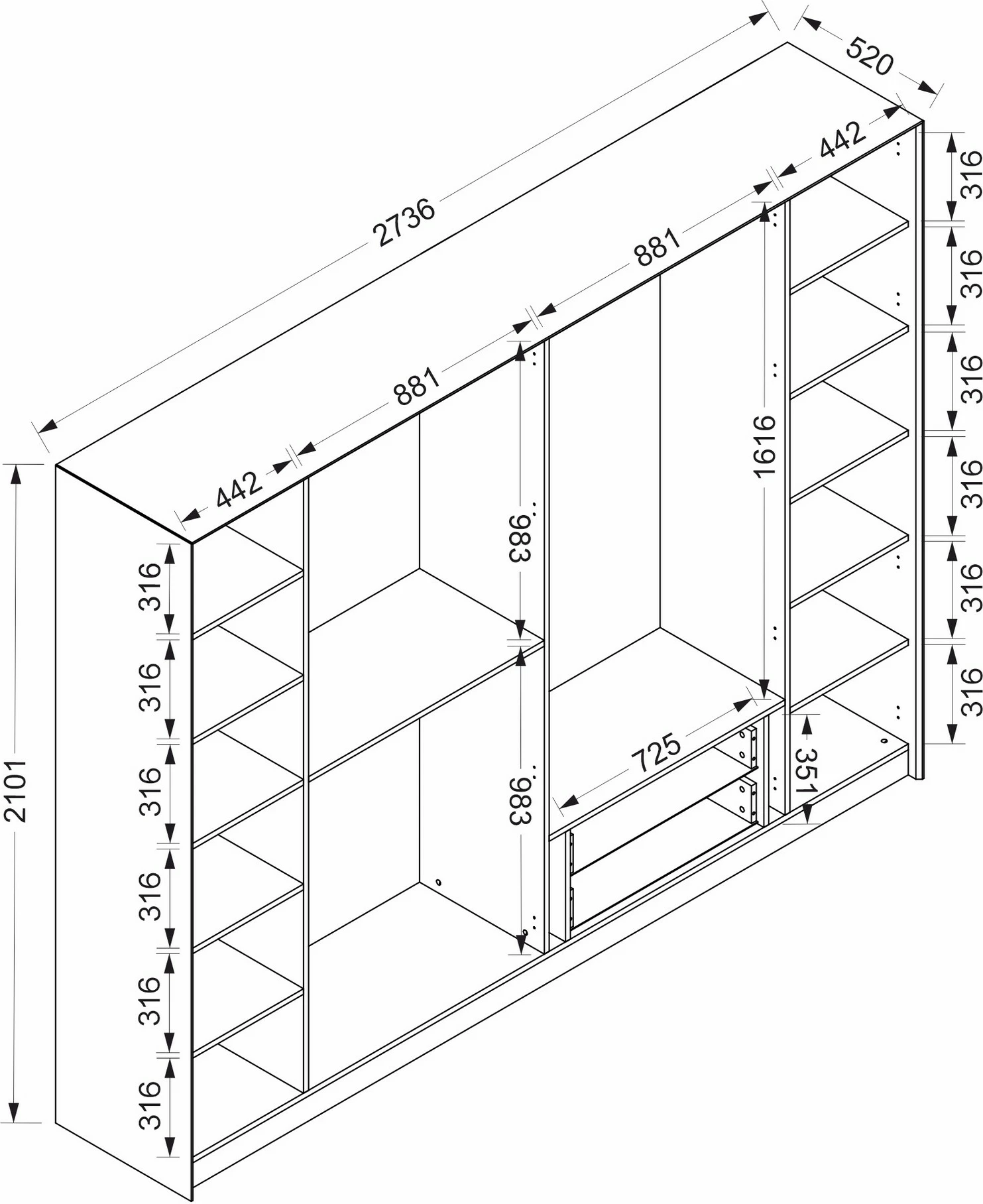 Dollap Skye Decor, ngjyrë e bardhë, ari, fume, Luxe - 7937