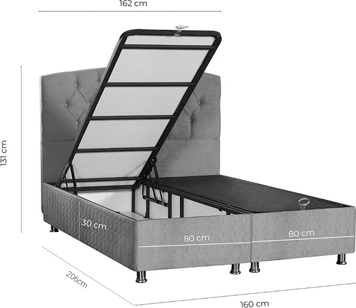 Krevat dopio me hapësirë ruajtëse, ngjyrë kafe, 160x200cm