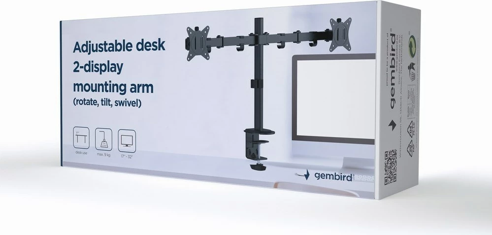 Mbajtëse monitori Gembird MA-D2-01, 32", e zezë