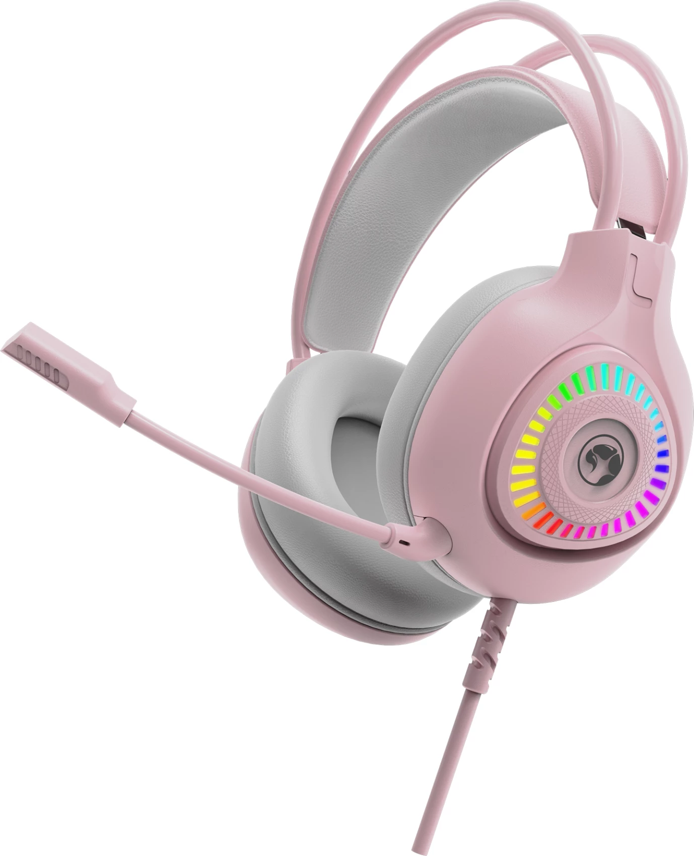 Kufje gaming Marvo H8325, me kabllo USB 2.0, RGB, stereo, rozë