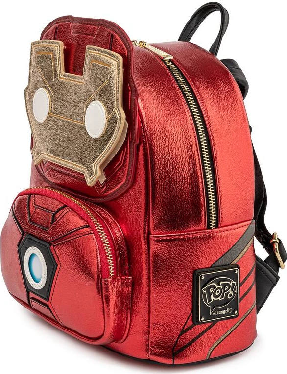 Shpinore mini Loungefly Marvel Iron Man Light-Up, lëkurë vegane, kuqe/ari