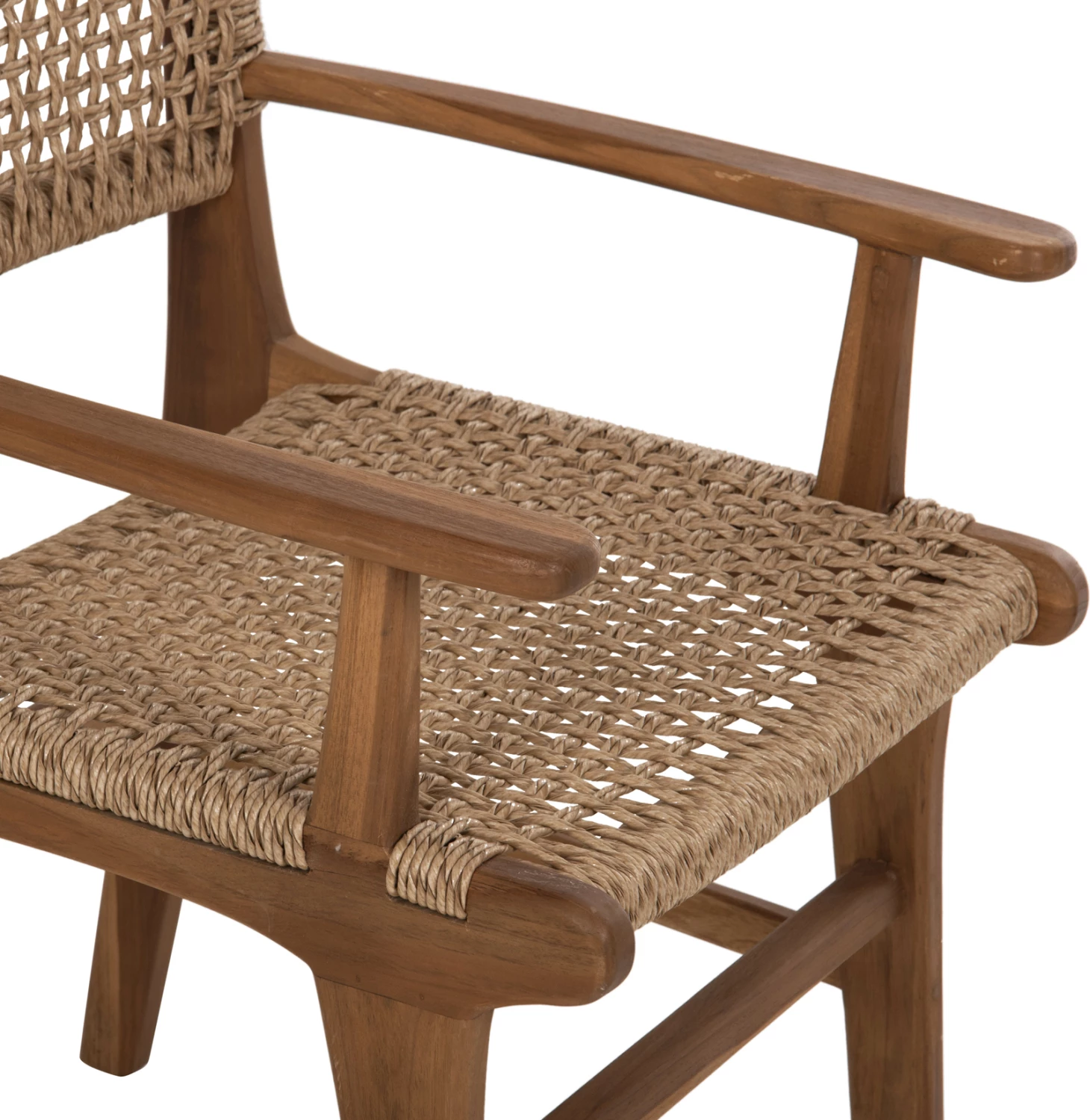 Karrige NESHA, dru TEAK, ngjyrë natyrale, VIRO litar, 57x57x86H cm