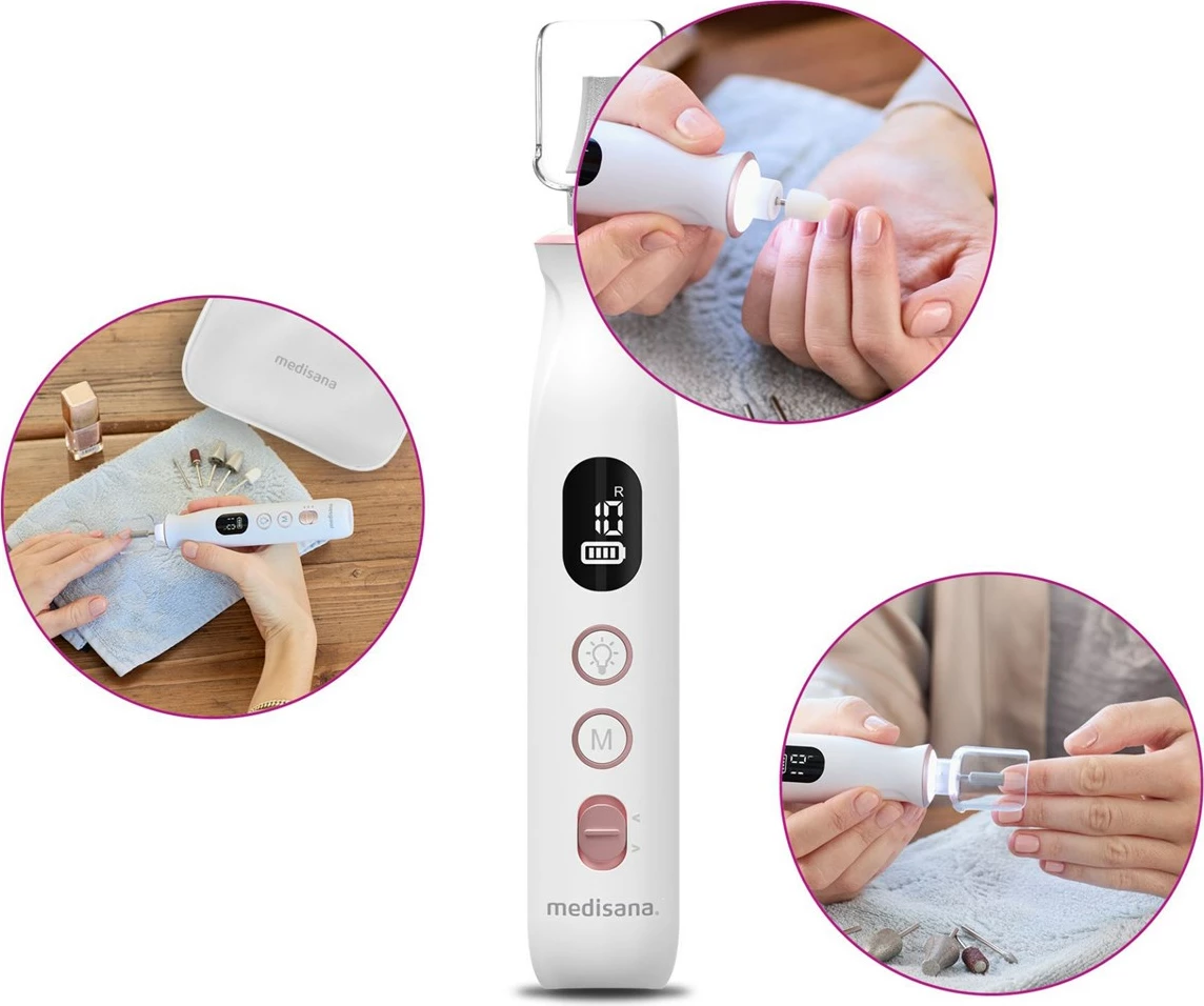 Pajisje manikyr/pedikyr Medisana MP 940, 1500 mAh, E bardhë, me 10 koka ndërruese