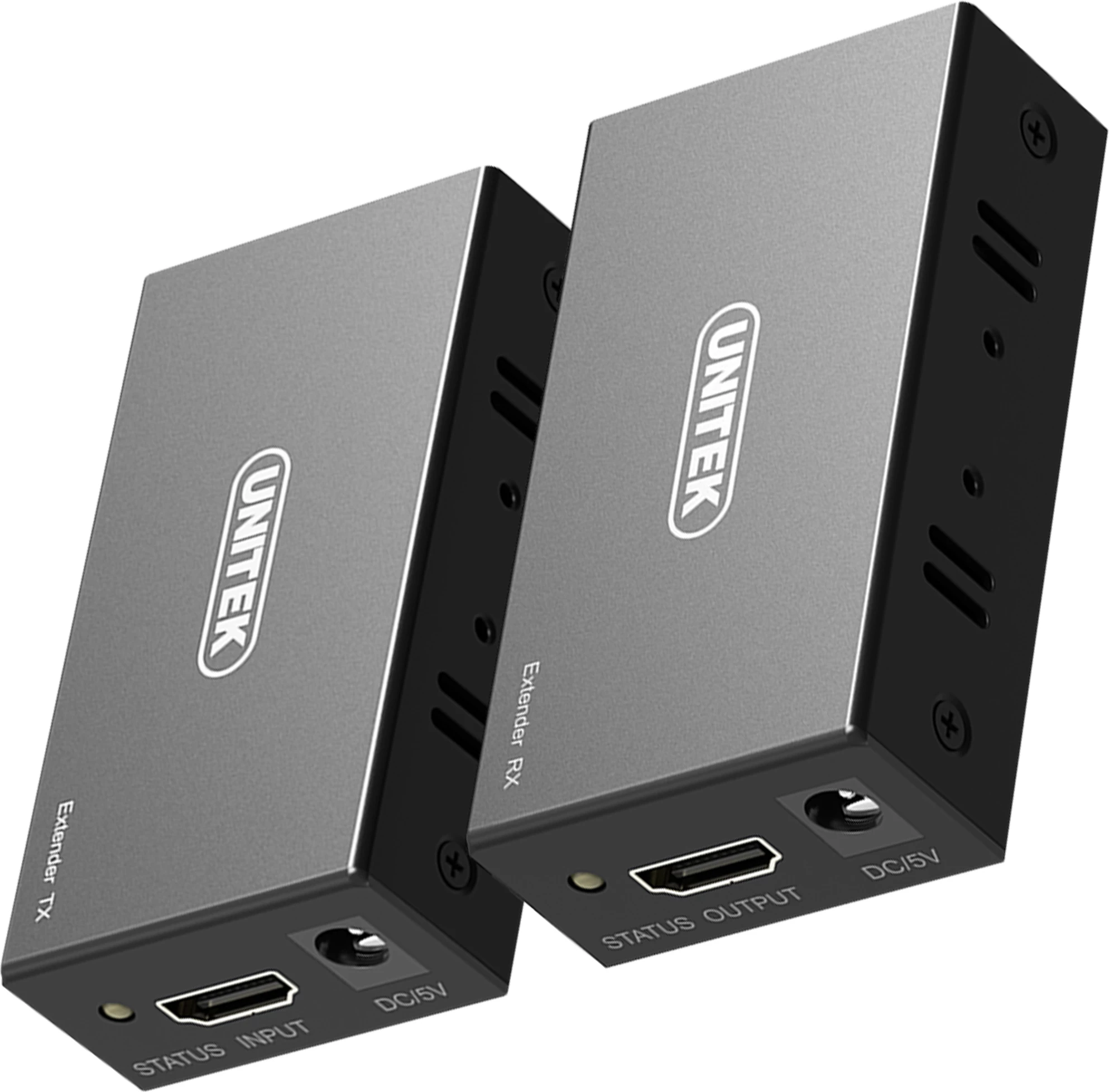 Zgjatues HDMI Unitek Extender 60m CAT6, set 2 copë, i zi
