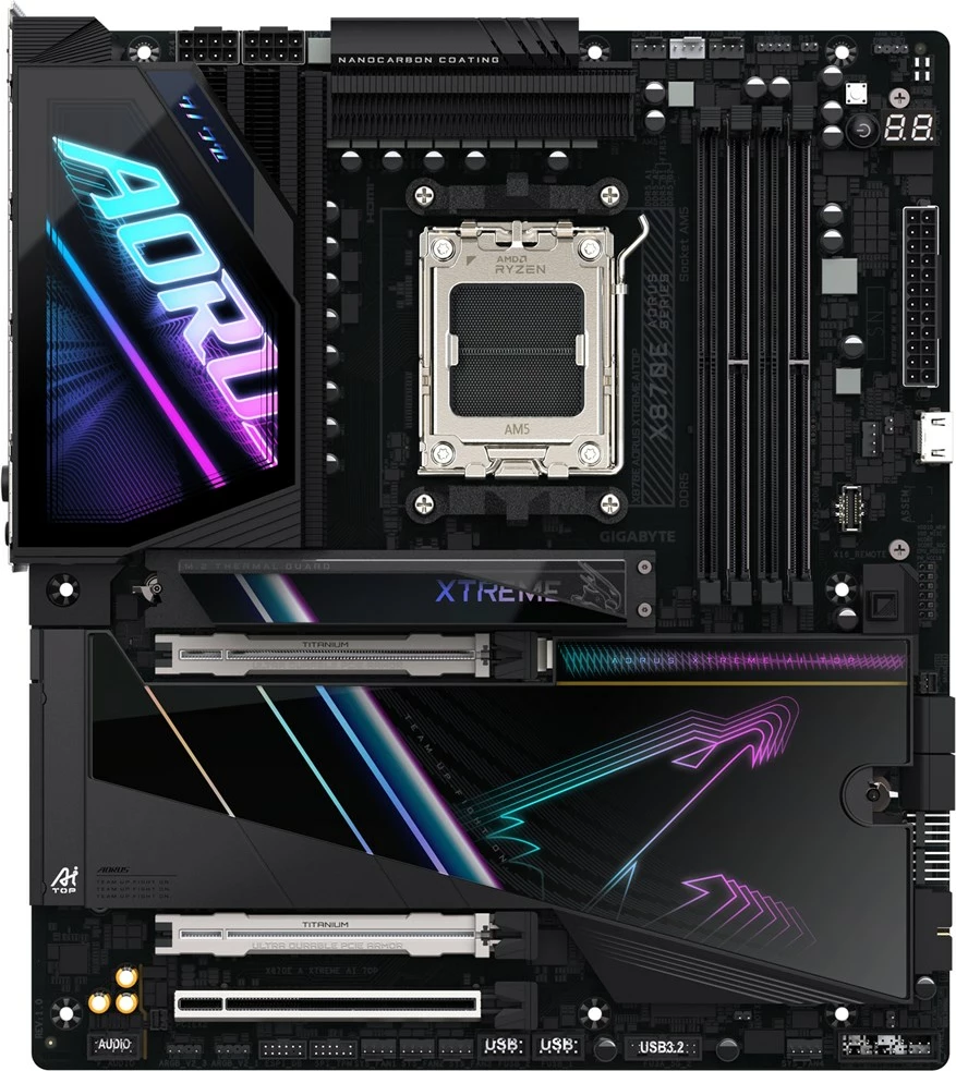 Pllakë amë Gigabyte X870E AORUS XTREME AI TOP, Socket AM5, DDR5, Wi-Fi 7, 10GbE LAN, E zezë