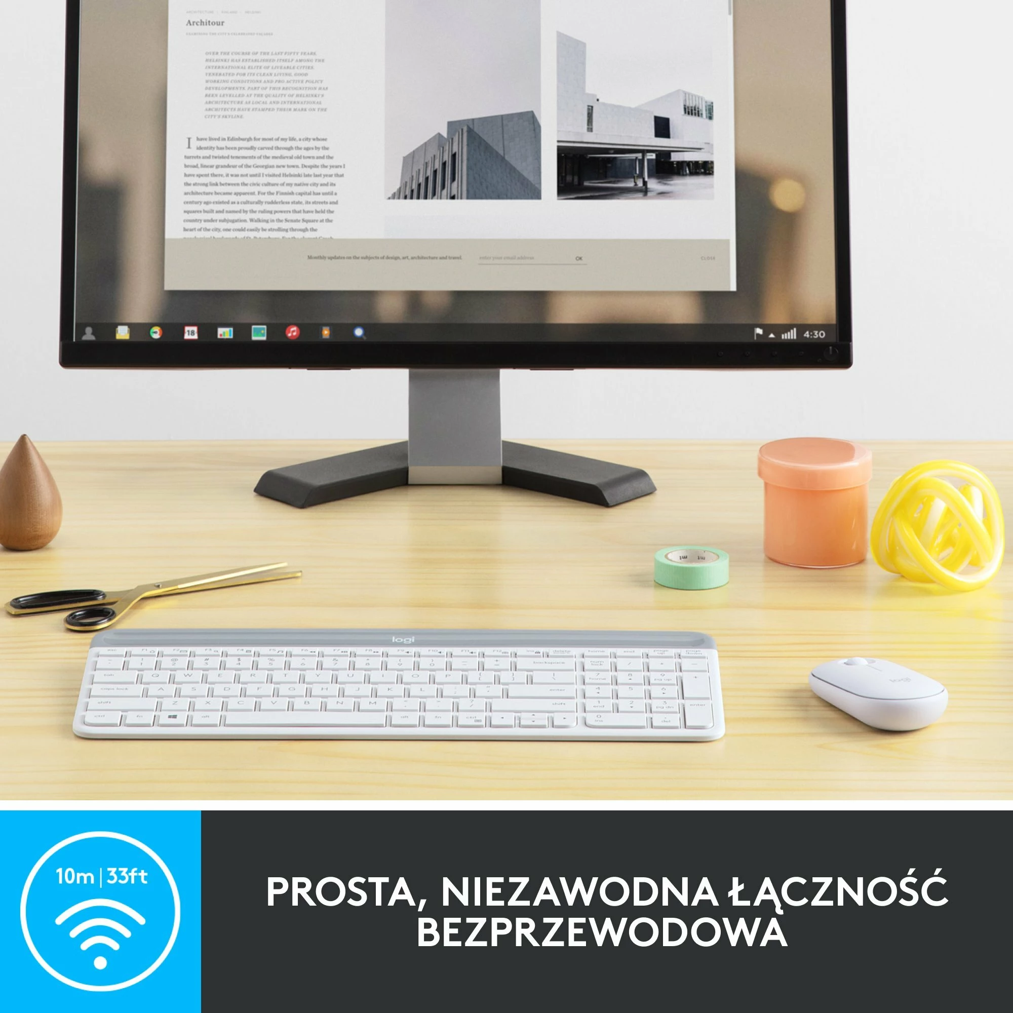 Set tastierë + maus Logitech MK470 (920-009205), pa kabllo 2.4GHz, US INTL, e bardhë