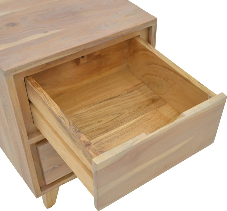 Komodinë anës krevati Emira, dru akacie, ngjyrë natyrale, 40x40x54cm