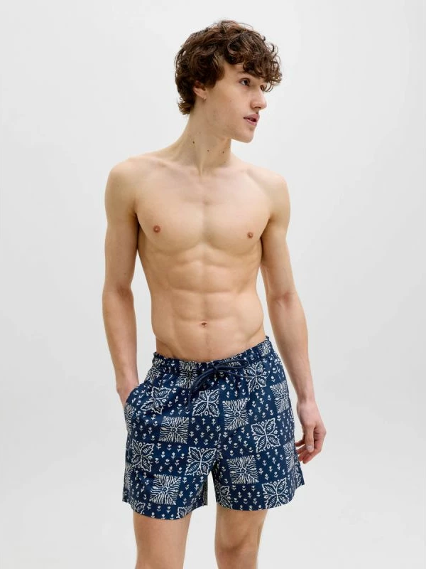 Shorce noti për meshkuj Jack&Jones JPSTMAUI SHELL AOP SWIM SHORTS REG 12291808, blu [Madhësia: XXL]