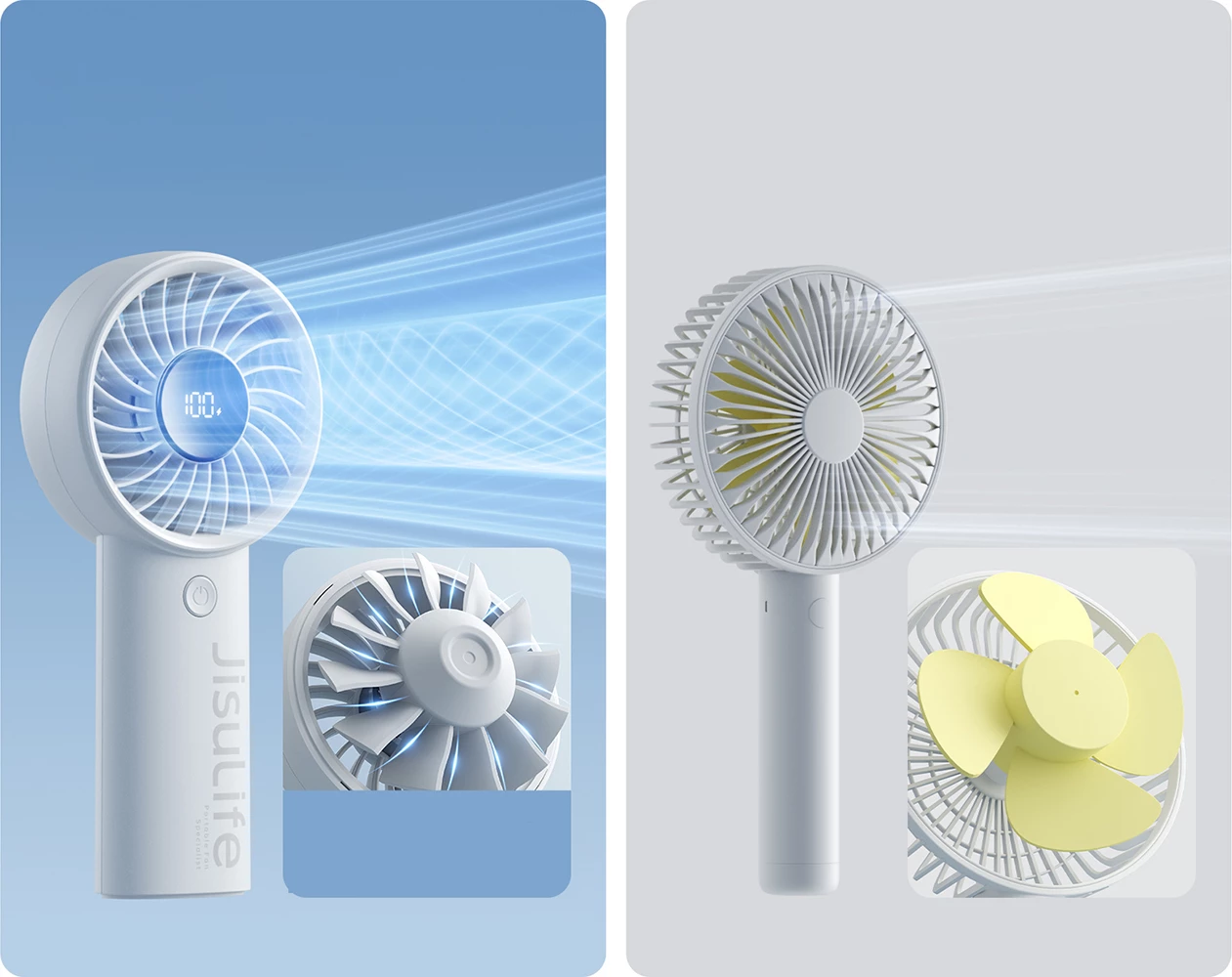 Ventilator dore Jisulife Life4, 5000mAh, USB-C, Gri