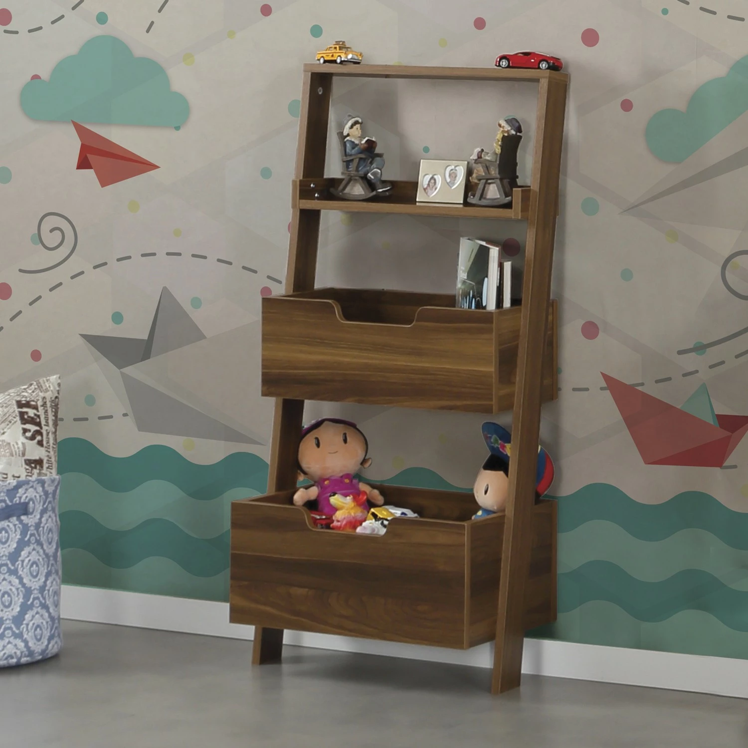 Raft librash Hanah Home, i ulët, ngjyrë arre