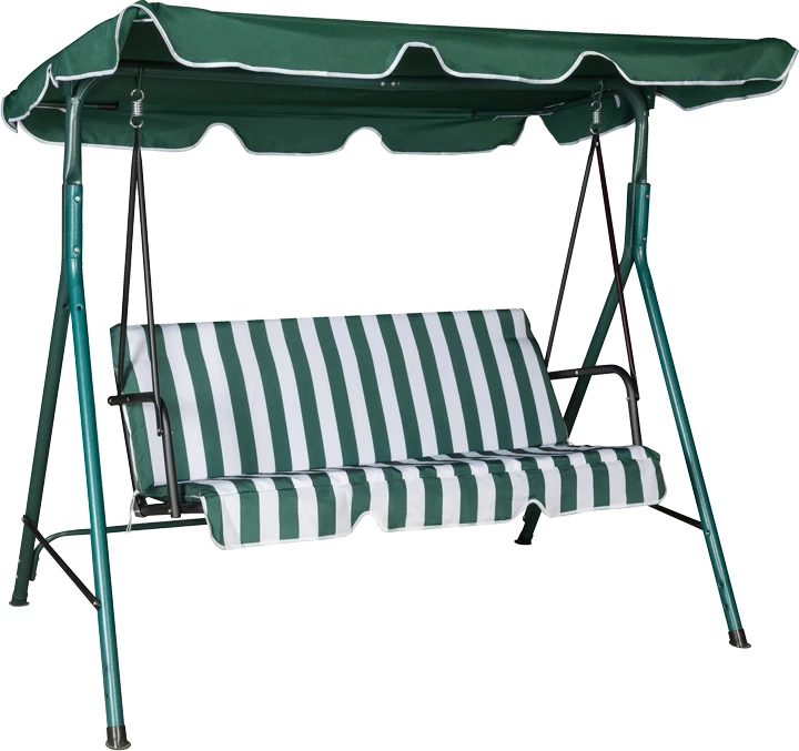 Lëkundëse kopshti Globo, metalike, jeshile, material pëlhurë me vija jeshile-bardhë, 170x110x153cm