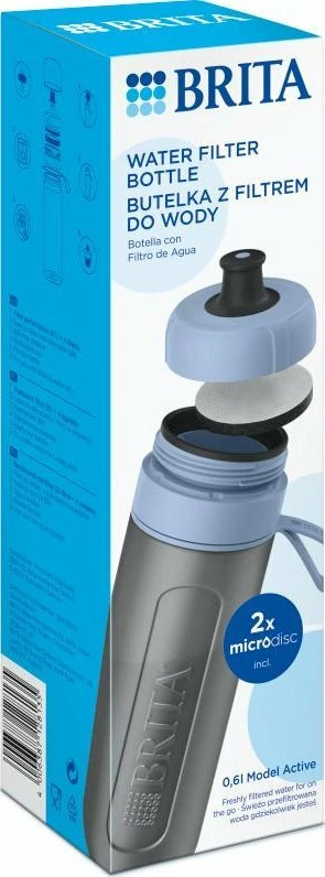 Shishe filtruese uji Brita Active 600 ml, blu pastel, set 2x filtër MicroDisc