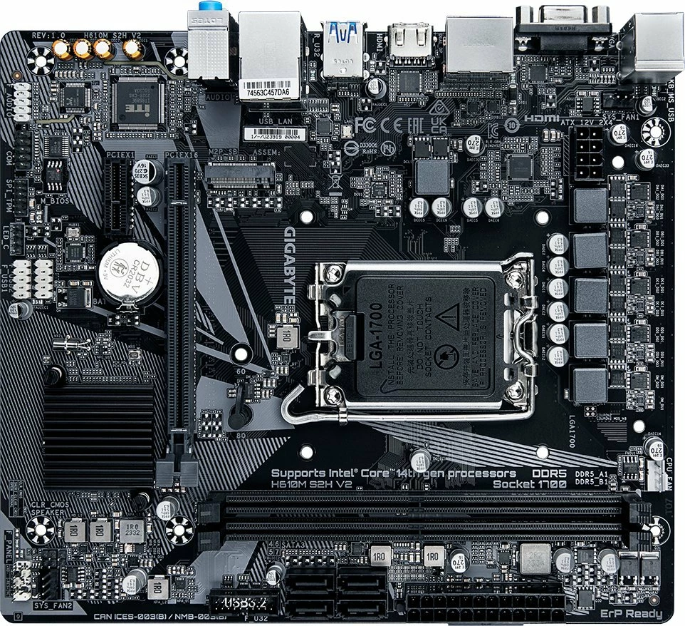 Pllakë amë Gigabyte H610M S2H V2 Micro-ATX, DDR5, 2x DIMM, M.2 NVMe, HDMI/DP/VGA