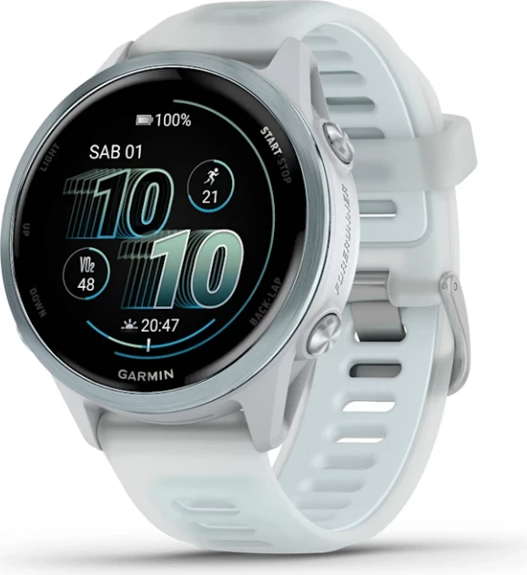 Smartwatch Garmin Forerunner® 570 Cloud Blue Aluminum, Translucent Whitestone/Cloud Blue Strap, 42 mm