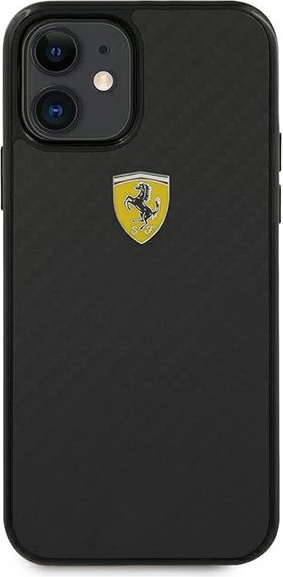 Mbështjellës Ferrari On Track Real Carbon për iPhone 12 mini, 5.4", i zi, hardcase
