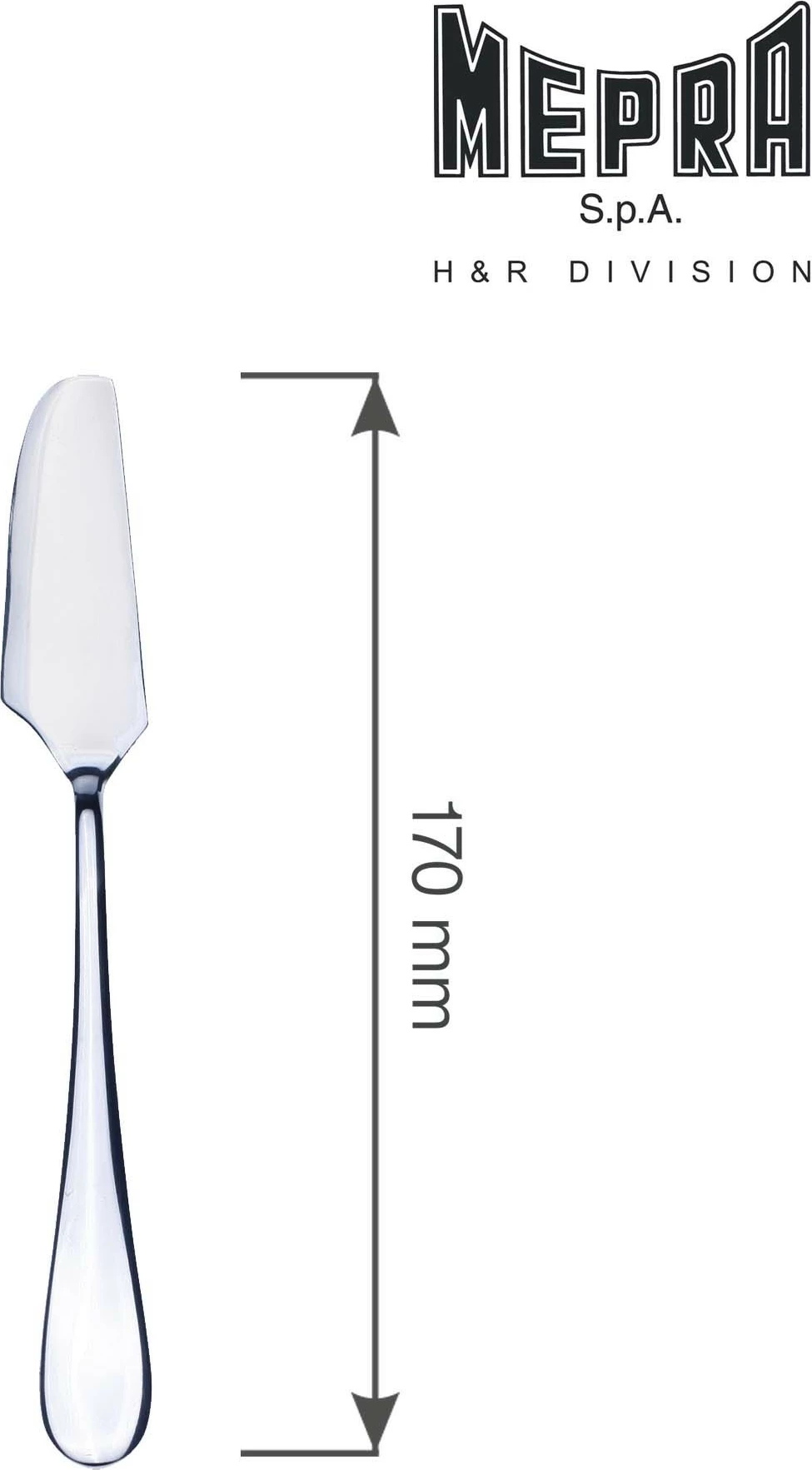 thikë peshku tavoline, Mepra, Natura, çelik inox 18/10, trashësi 4 mm, argjendtë