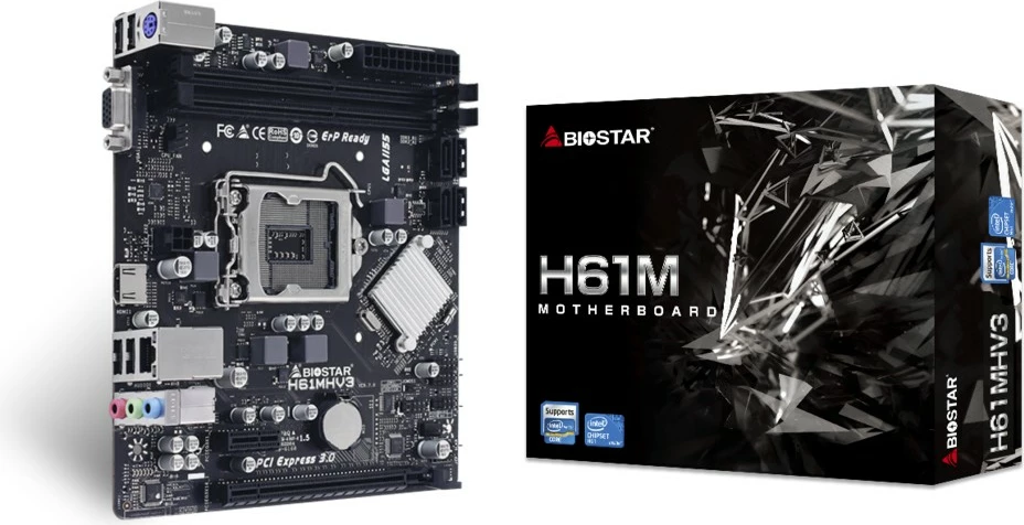 Pllakë amë Biostar H61MHV3, Intel, LGA 1155, DDR3, micro ATX
