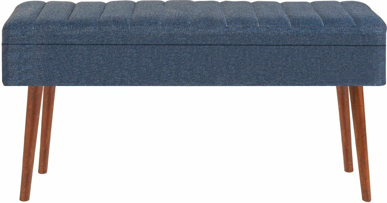 Set tavolinë me karrige për ngrënie, zgjatues, ngjyrë arre, blu e errët, Hanah Home Vina 1048 - 3, 4 pjesë