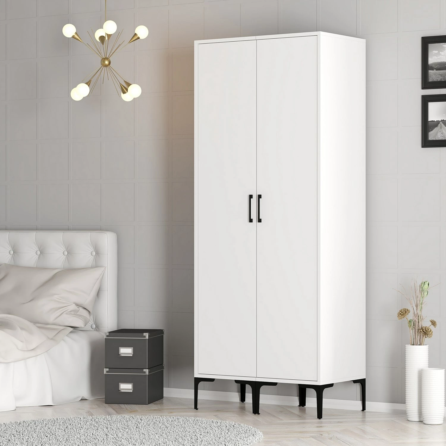 Dollap për dhomë gjumi, ngjyrë e bardhë, Skye Decor, Kumsal SS