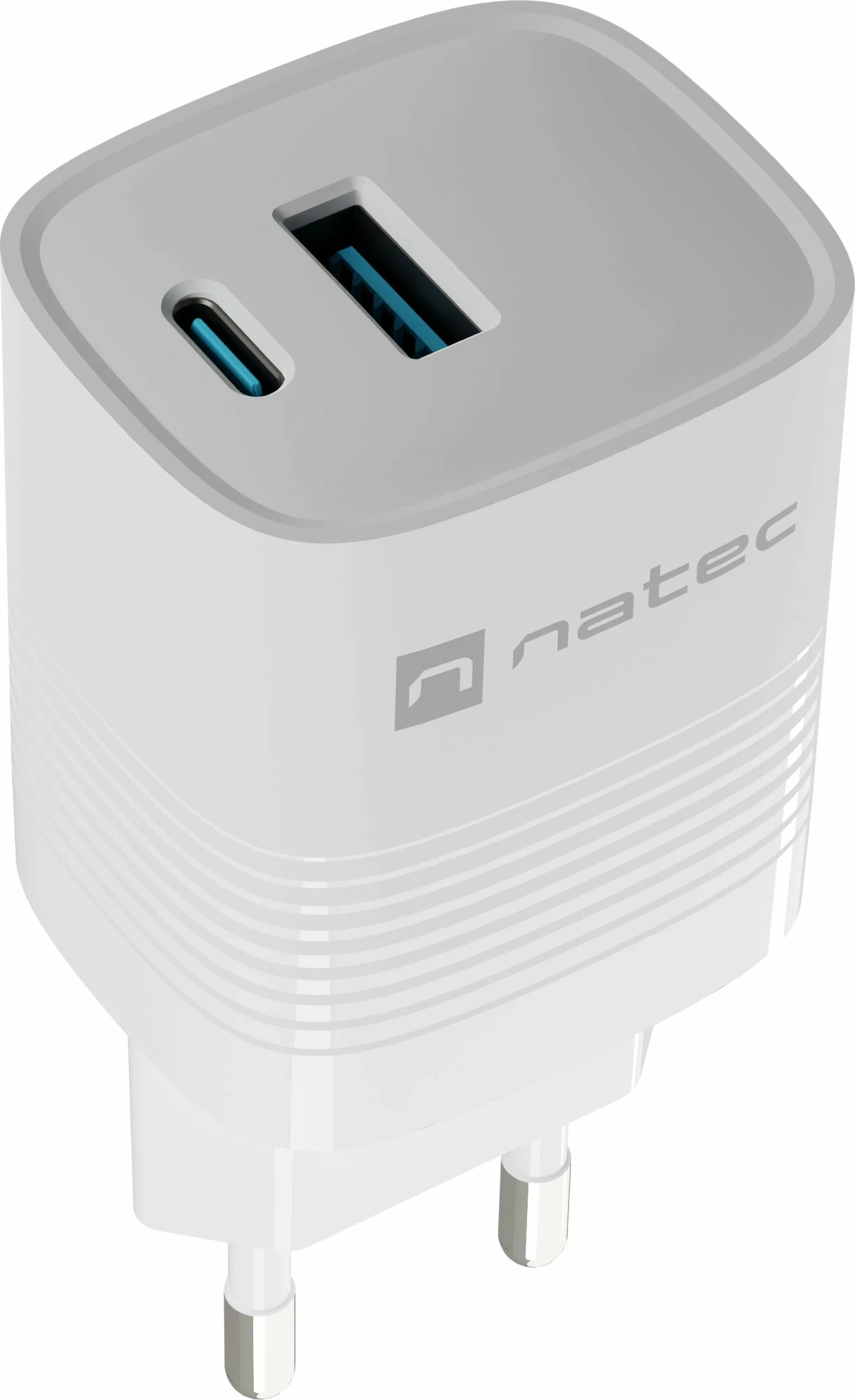 Karikues GaN Natec Ribera NUC-2140 30W 1x USB-A 1x USB-C, i bardhë