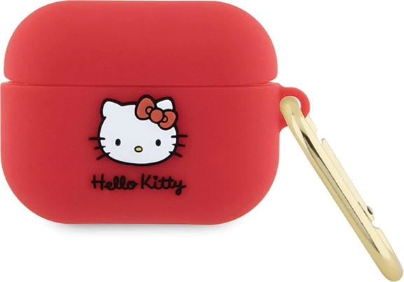 Mbështjellës Hello Kitty për AirPods Pro, 3D, silikon, me unazë, e kuqe