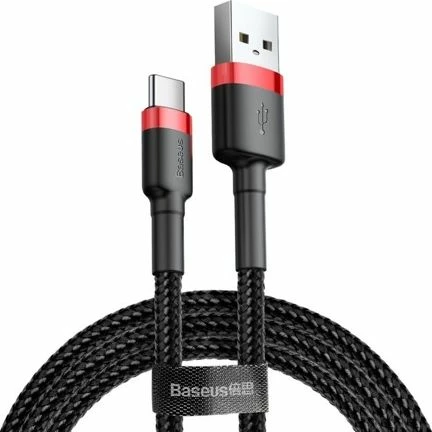 Kabllo USB-A në USB-C Baseus Cafule CATKLF-U91 3 m USB 2.0 e thurur, zi-kuqe