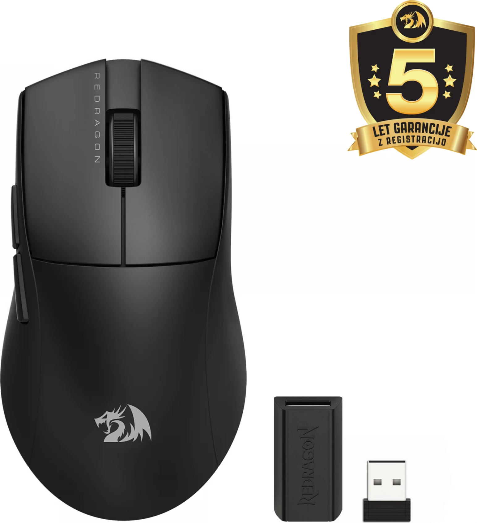 Maus wireless gaming Redragon K1NG Pro M916-PRO-1K 26K DPI, 49 g, 3 mënyra lidhjeje, i zi