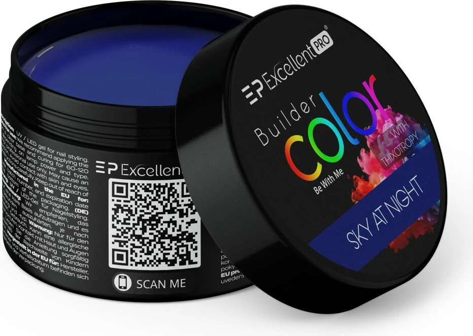 Xhel ndërtues për thonj Excellent PRO Builder Color With Thixotropy Gel Building Sky At Night për femra Sky At Night 15g
