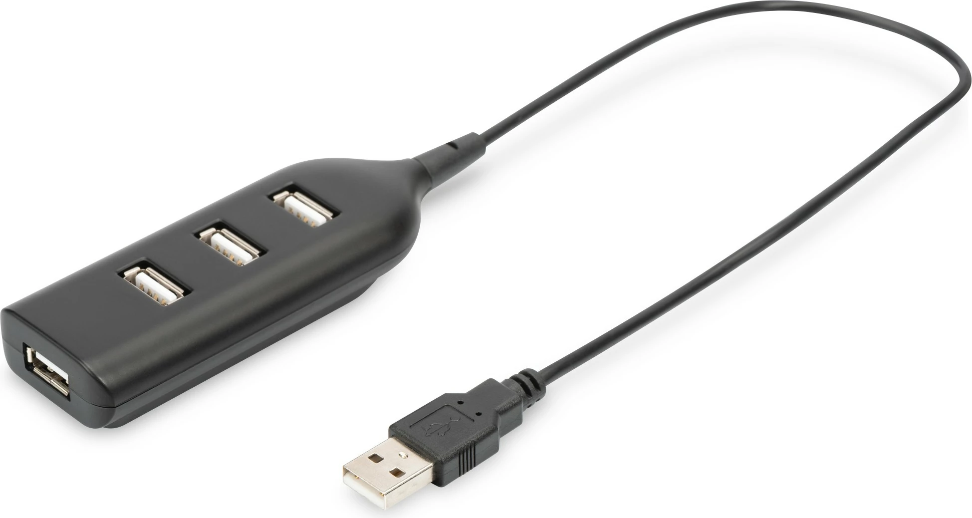 USB hub Digitus 4 porta, USB 2.0, 480 Mbit/s, 0.3m, e zezë
