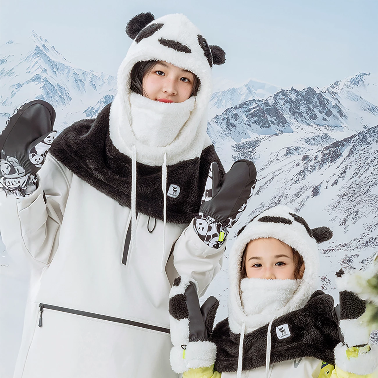 Balaklavë ski Qunature Panda, për fëmijë/të rritur, M, e zezë/e bardhë