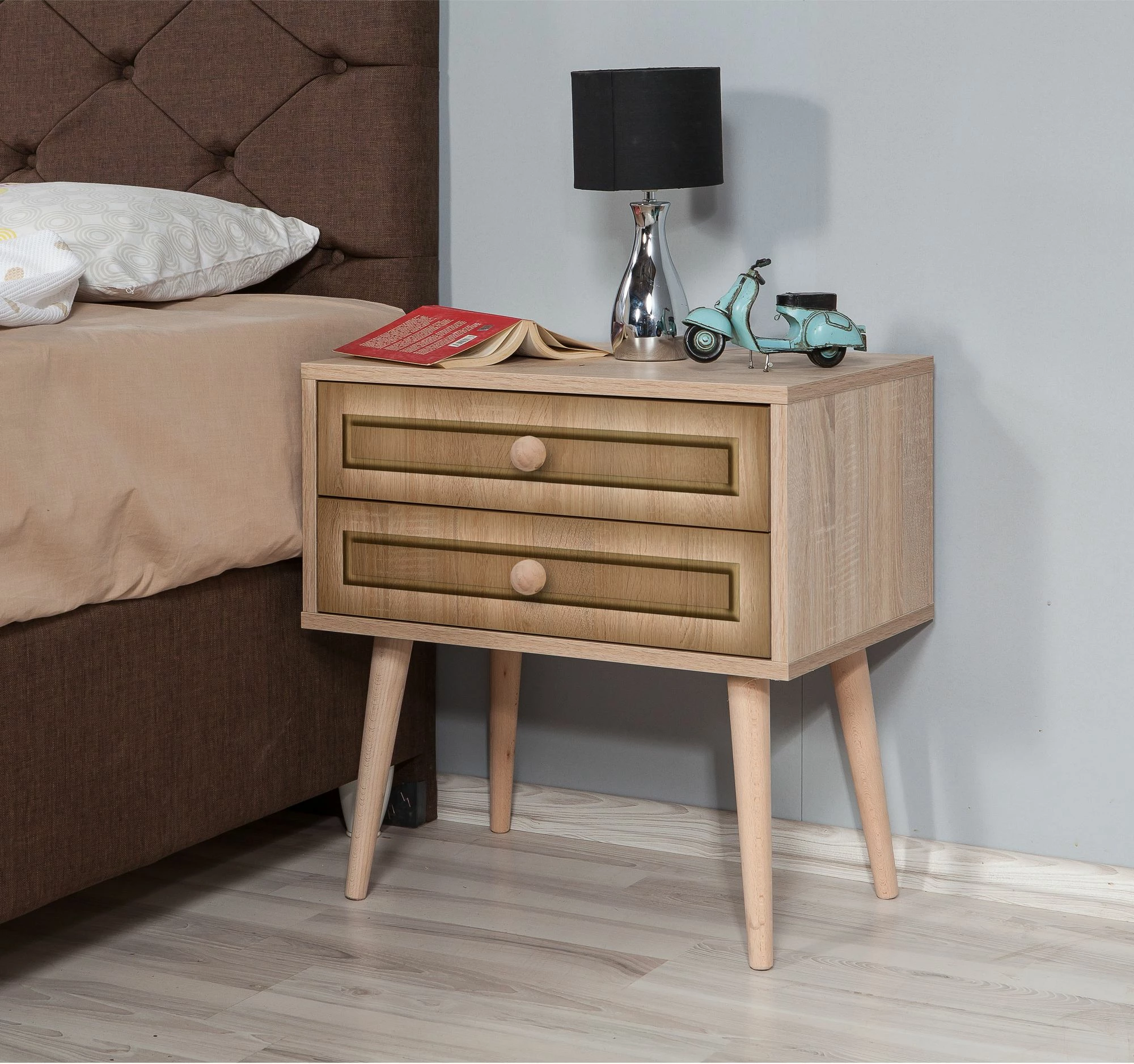 Komodinë nate Hanah Home, dy sirtarë, 420