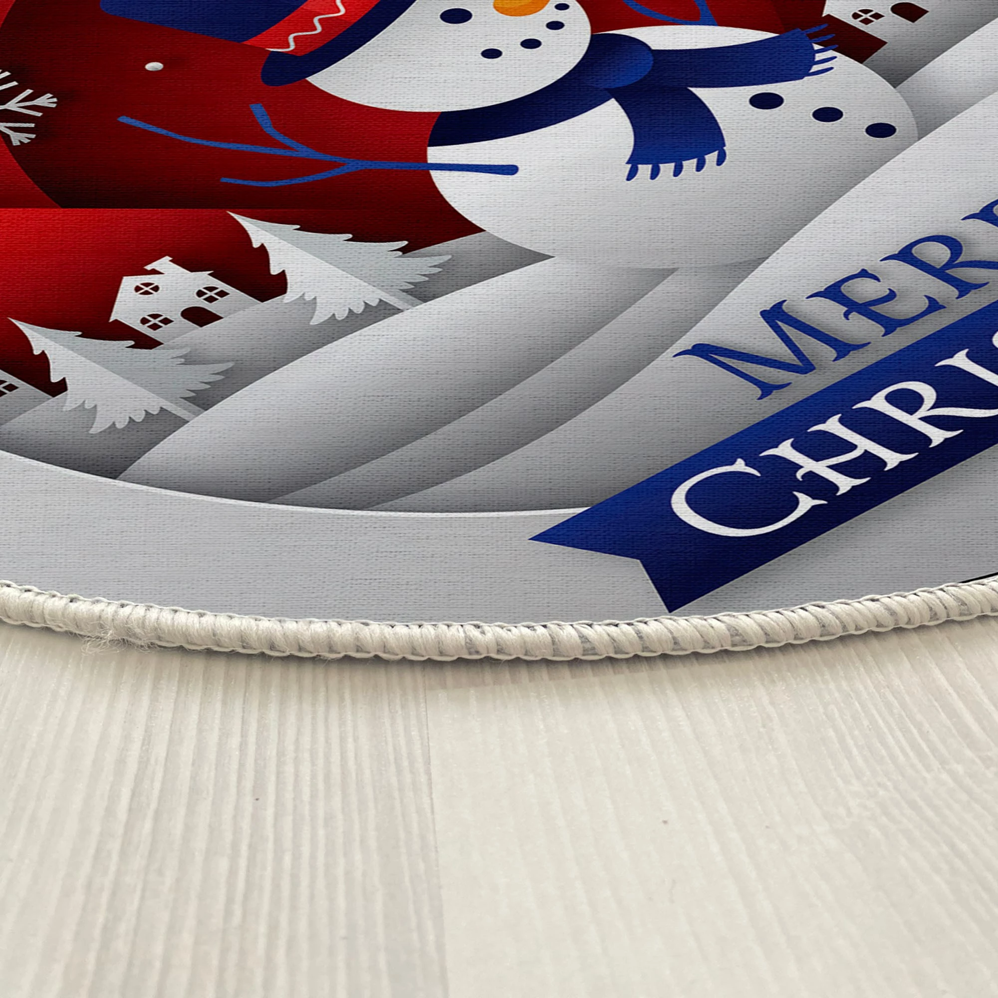 Qilim i rrumbullakët, shumëngjyrësh, dizajn Krishtlindjesh, 160cm, Conceptum Hypnose, Woopamuk446