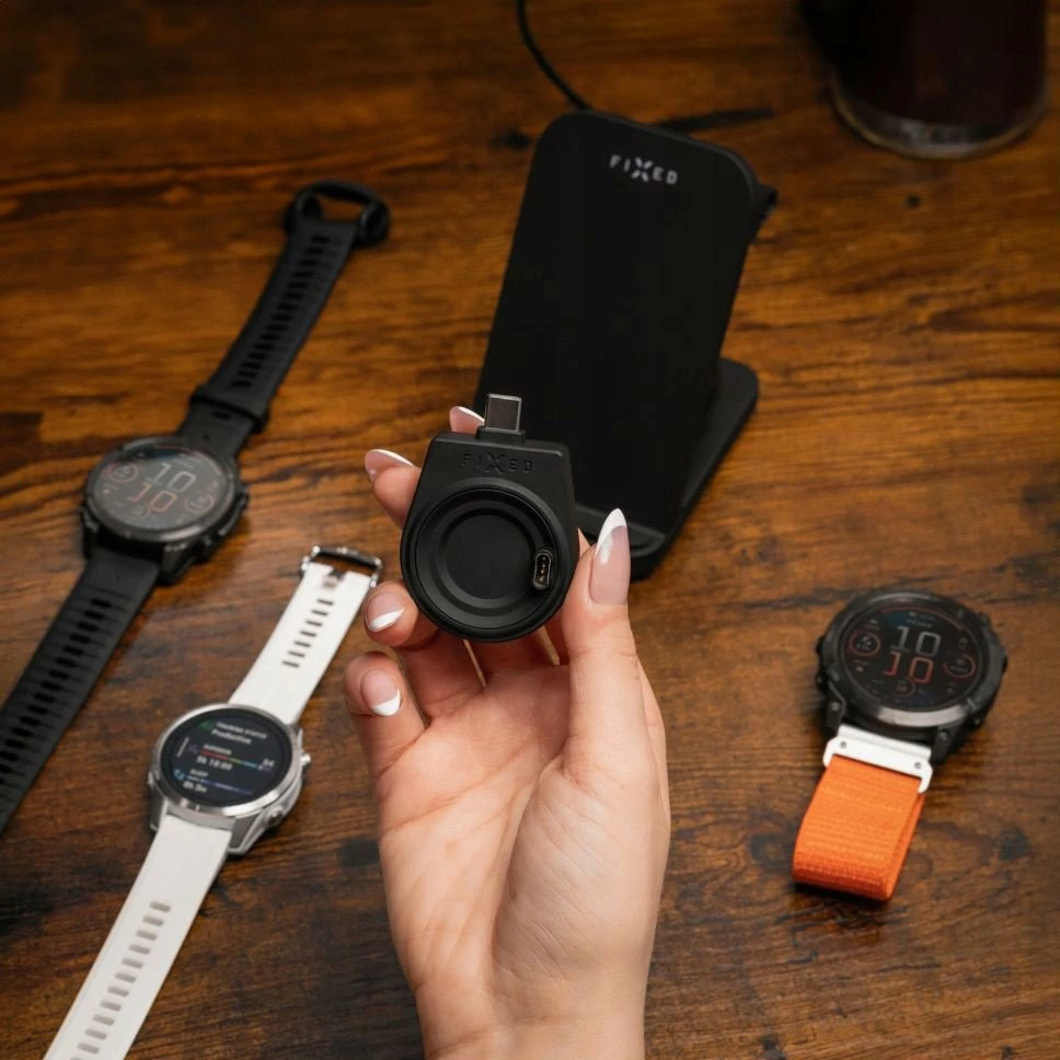 Adapter karikimi USB-C Fixed FIXDW-GA-BK për Garmin (Fenix/Epix/Venu/Vívoactive), 4-pin 2.5W, pa kabllo, i zi